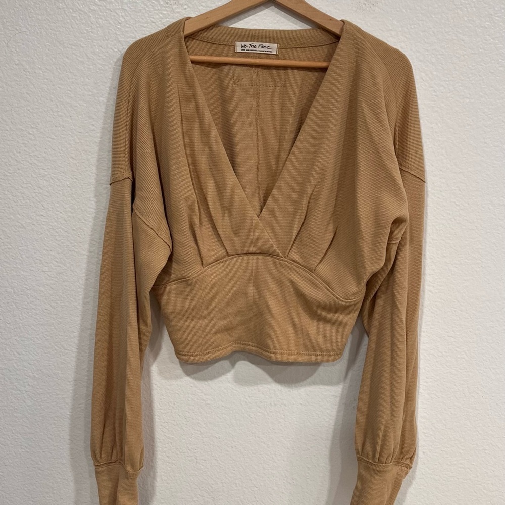 We the free V-Neck camel Blouse